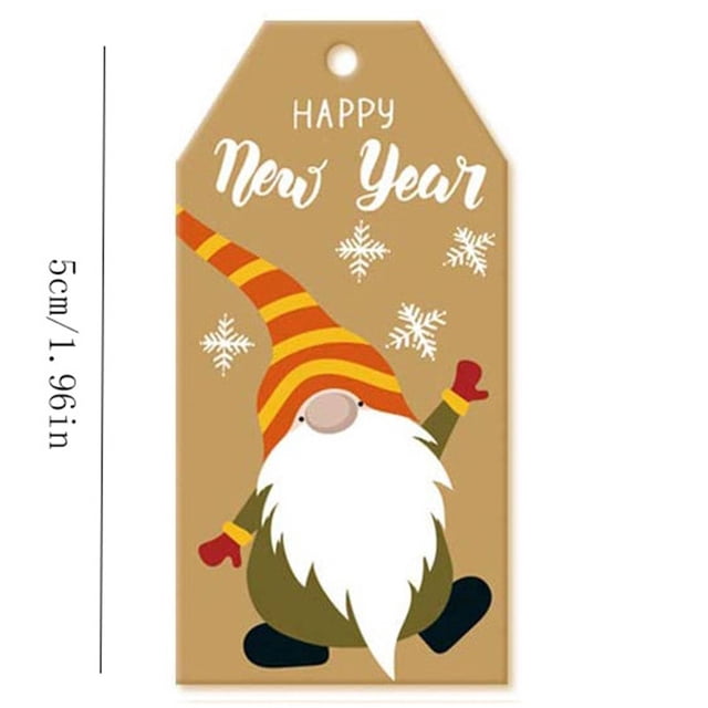 Agiferg 100pc Christmas Cute Dwarf Kraft Paper Tag Card Label Gift Box Decoration