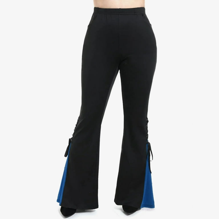 Hight Waist Bell Bottom Pants With Pockets. Goth Black Flare