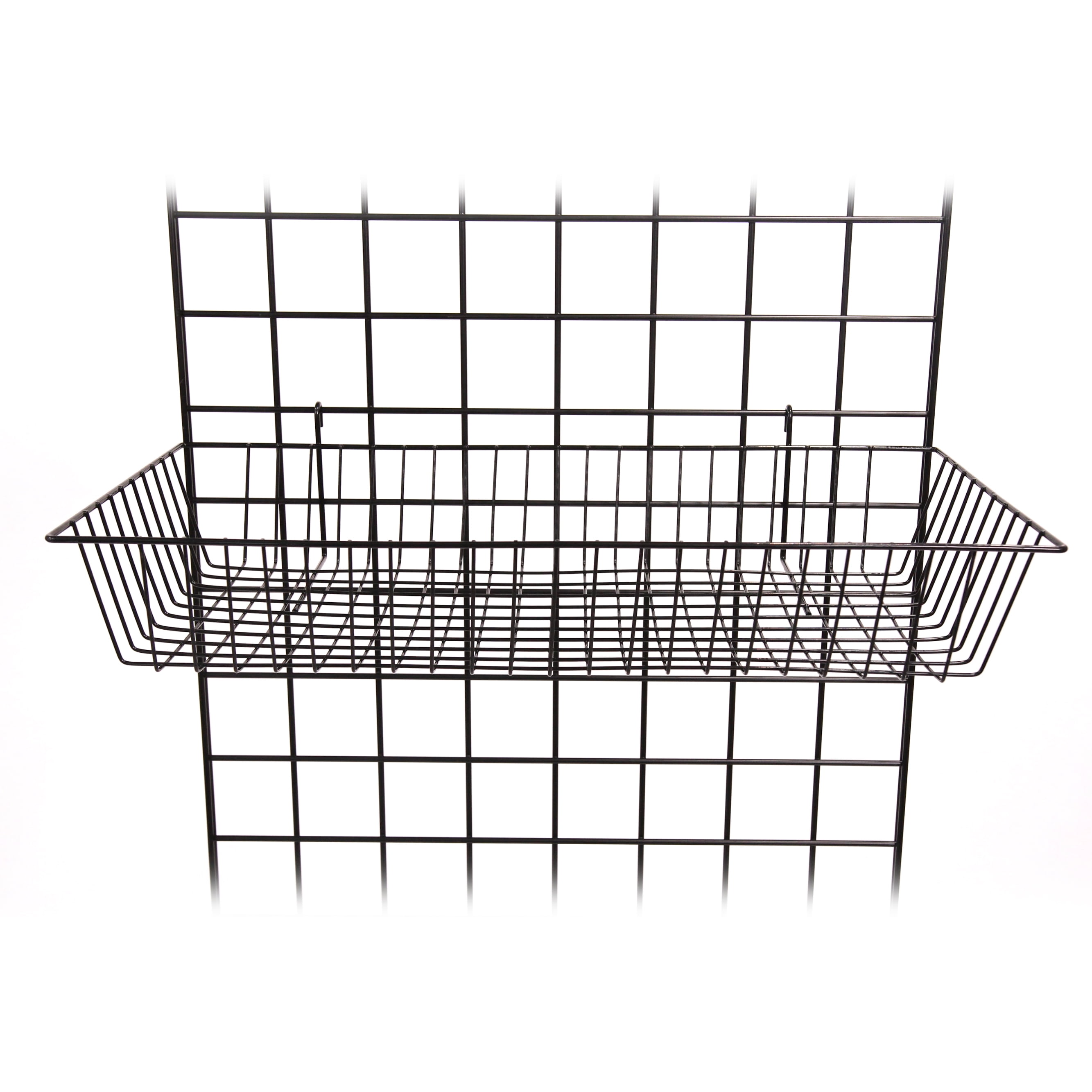 SSWBasics 24" x 12" x 4" Black Mini Grid Basket for Slatwall & Wire Grid