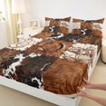 thumbnail image 3 of Manfei Rustic Cowboy Horseshoe Twin Sheet Sets,Patchwork Cow Hide Twin Fitted Sheet,Country Farmhouse Lodge Flat Sheet For Boys Teens,Microfiber Bedroom Decor,3pcs, 3 of 7