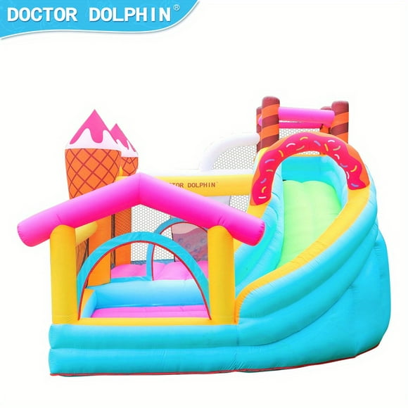 Exciting Summer Fun for Kids: Doctor Dolphin Ice Cream Bouncy Castle Trampoline Wave Pool Slide!