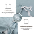 thumbnail image 4 of Simple&Opulence 100% European Washed Linen Duvet Cover with Pom Pom Trim,Queen Size,Farmhouse Linen Bedding Set,1 Boho Comforter Cover and 2 Pillowshams(Stone Blue), 4 of 6