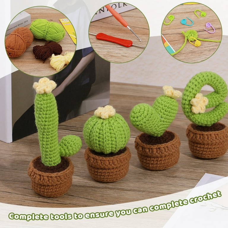 Beginner Crochet Kit, Learn Crochet Kit 4-Pack Plant Collection