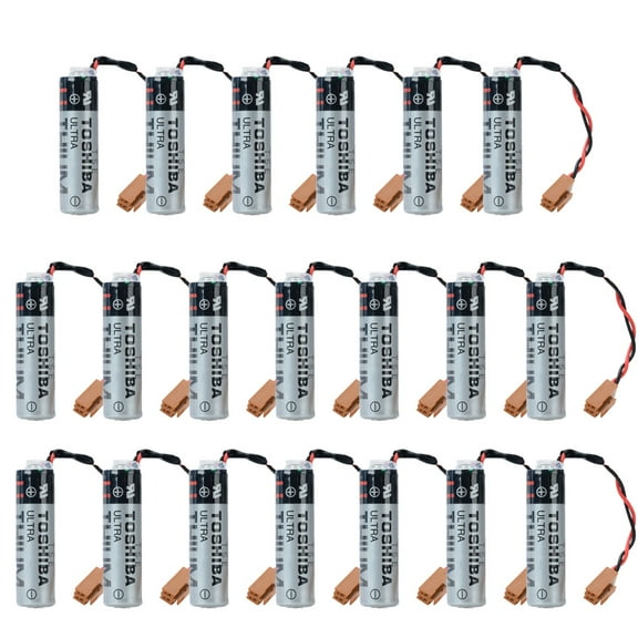 (20-Pack) ER6V/3.6V 2400mAh Replacement Lithium Battery for Silve with Brown Plug for PLC Battery and M64 System(ER6VC119B,ER6VC119A)