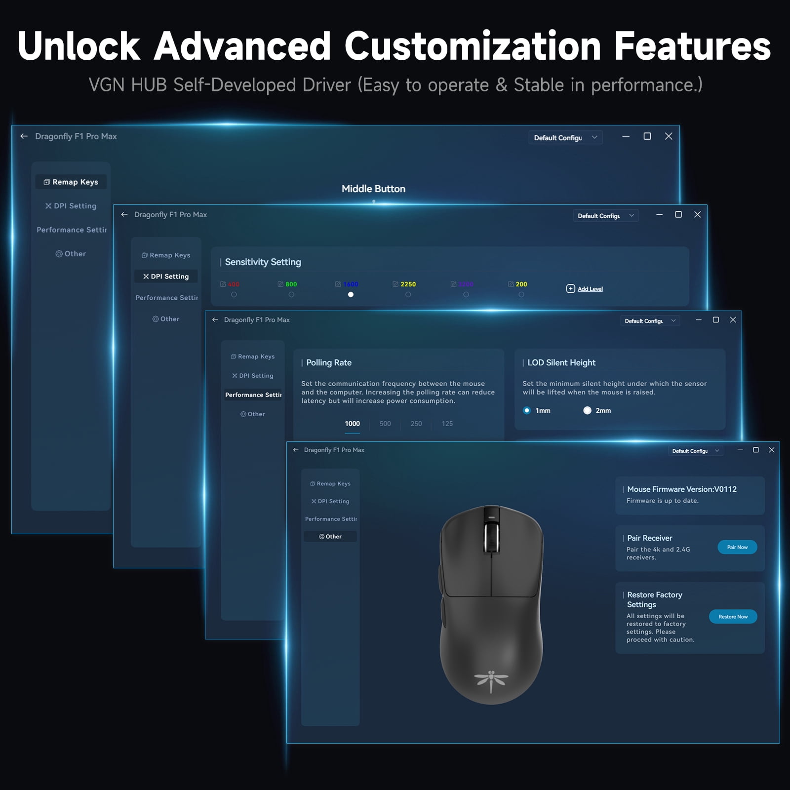 qaf F1 Pro Max Ultra-Premium Wireless Gaming Mouse, 55g, 2.4G/USB-C Wired, 130H Battery, Nordic 52840 Chip & PAW3395 Sensor for PC/Mac/Laptop - Black
