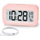thumbnail image 1 of Despertador, pequeño despertador digital, pantalla LCD de 5,1 pulgadas con cargador USB, repetición de alarma, minutos, calendario de fecha, alarma de temperatura, color rosa, 1 of 5