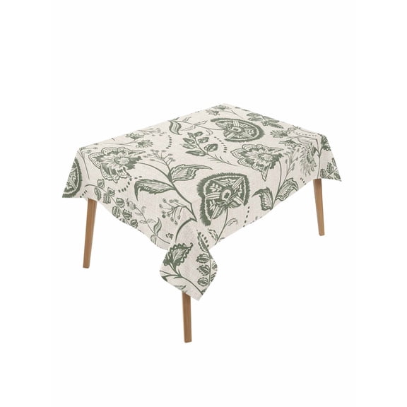 Retro Spring Floral Table Cloth, Waterproof Tablecloth for Rectangle Tables, Summer Botanical Vintage Farmhouse Reusable Washable Fabric Table Cover for Restaurant Kitchen Dining Tables 60"x84"