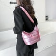 thumbnail image 1 of Bolso de hilo de nailon para mujer, moda coreana de invierno, con asa superior de Color puro, 1 of 5