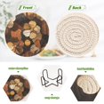 thumbnail image 4 of Yayeee 6 PCS Drink Coasters with Holder Set Woven Absorbent Round Tabletop Hot Pad, Gold Flower, 4 of 7