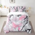 thumbnail image 2 of Marble Queen Bed In A Bag 7 Piece Pink Black Grey Abstract Bedding Set Adults Women,Watercolor Marble Comforter Set Marbling Fluid Bed Set With Comforter, 2 of 5