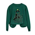 thumbnail image 6 of BXJX Women's Round Neck Christmas Print Sweatshirt- Loose Fit Casual Winter Holiday Christmas Pullover Tops Green Size XL, 6 of 8
