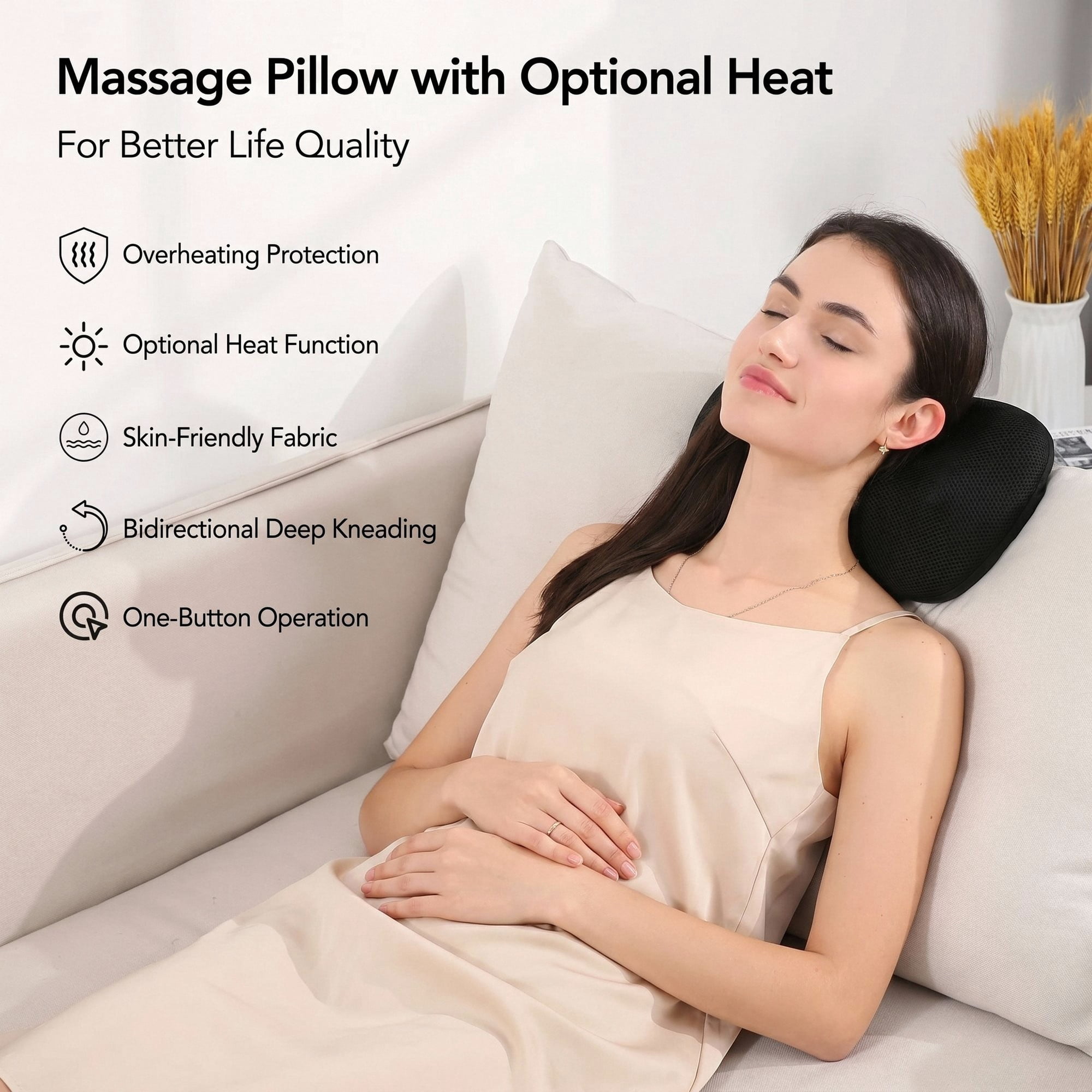 Naipo Back Neck Massager with Heat, Shiatsu Deep-Kneading Massage for Muscle Pain Relief Spa-Like Soothing for Home Car and Office