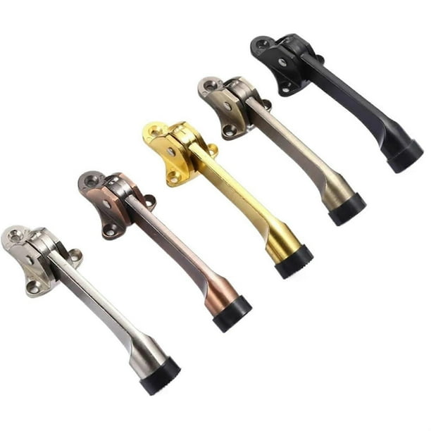 Door stop, silvercolored, door stop made of zinc alloy, door stop, footoperated lever, kickdown, nonslip rubber (silver)