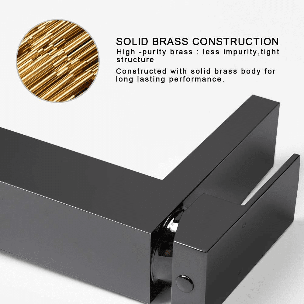Single Handle Bathroom Faucet, Matte Black Single Hole Bathroom Faucet, Solid Brass Modern Bathroom Sink Faucet Vanity Square Bathroom Faucet with Pop-up Drain & Overflow & Water Supply Hoses