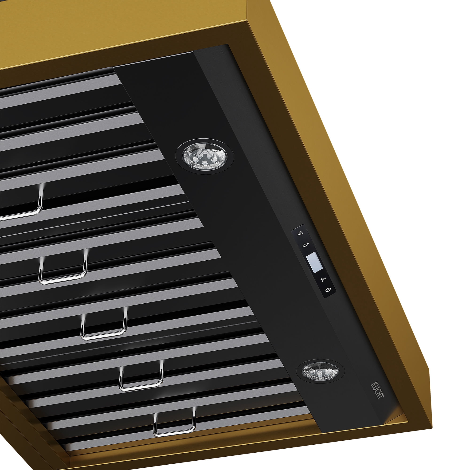 30 in. 600 CFM Wall Mounted Range Hood in Titanium Stainless Steel with Gold