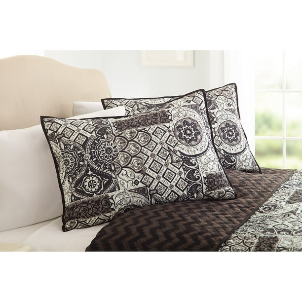 Better Homes and Gardens Global Patchwork Bedding Quilt, Black