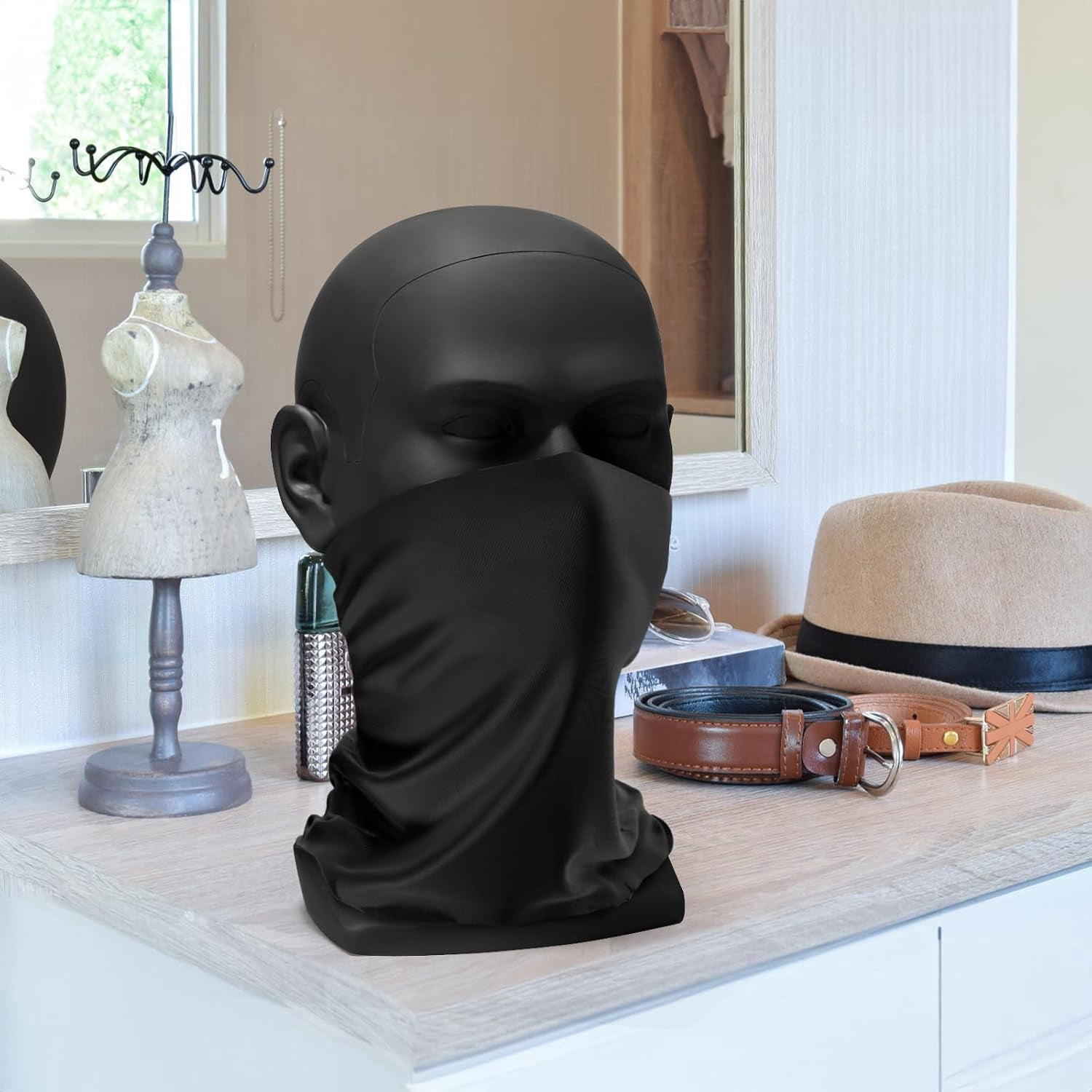 Male Mannequin Head for Hats, PVC Manikin Head with Mount Hole, Professional Display Styling Head for Wigs, Hats, Scarfs, Headphone, Sunglasses, Headdress