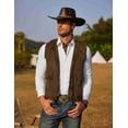 thumbnail image 6 of COOFANDY Men's Western Cowboy Vest Casual Fringe Hippie Costume V Neck Zipper Suede Leather Waistcoat, 6 of 10