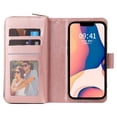 thumbnail image 4 of For Iphone 14 9 Card Slots Zipper Wallet Bag Leather Phone Case (Rose Gold),iPhone 13 Pro, 4 of 6