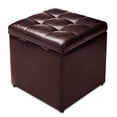 thumbnail image 1 of FANTASK 16? Siège Pouf Cube de Rangement, Pouf Boîte de Rangement Repose-Pieds W / Charnière, Tabourets de Salon pour la Maison Salon Chambre 16? 16? 16? (Brun), 1 of 5