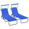 thumbnail image 3 of Demi Bonn Folding Pool Chaise Lounge Chairs Set of 2 with Sunshade, Reclining Back, Durable Steel Frame Relaxation, Weatherproof Outdoor Patio Seating, Blue, 3 of 11