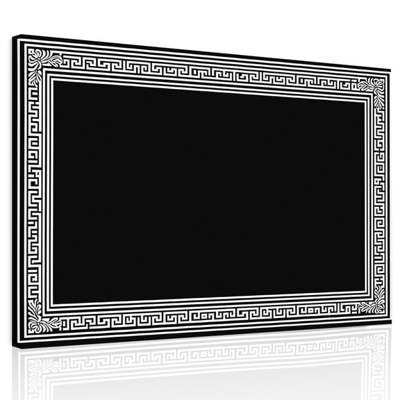 Black White Canvas Print Wall Art, Geometric Greek Key Bordered Abstract Art Wall Decor Modern Artwork Paintings Pictures for Living Room Framed and Stretched Ready to Hang, 20" x 24"