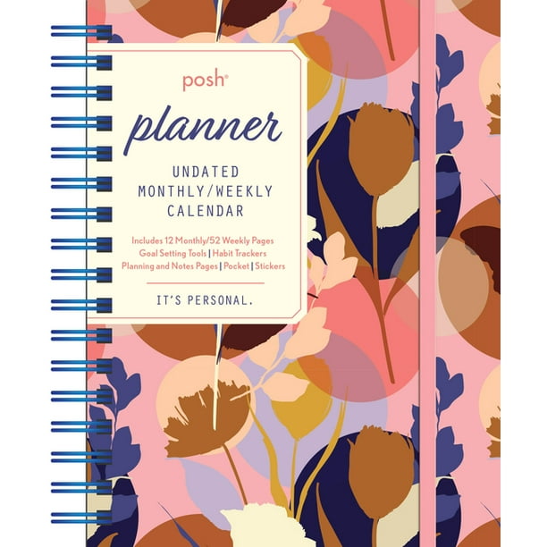 Posh Planner Undated Monthly/weekly Calendar Pink Silhouette Floral
