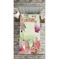 thumbnail image 3 of Ambesonne Romantic Quilted Bedspread Set 2 Pcs, Garden Flowers, Twin Size, Pale Pink Purple, 3 of 3