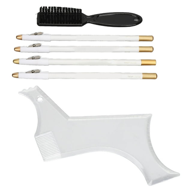 Beard Shaper, Professional Beard Shaping Tool with Inbuilt Comb & 4 Barber Pencils, Beard Hair Lineup, Beard Stencil Guide Template Outliner for Line Up & Edging, Shaping & Styling
