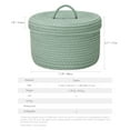 thumbnail image 4 of Sea Team Round Cotton Rope Storage Basket with Lid, Lidded Woven Storage Bin, Nursery Storage Container, Diaper Caddy, Baby Shower Basket, Box, Organizer, 11.8 x 11.8 x 6.7 Inches, Green, 4 of 6
