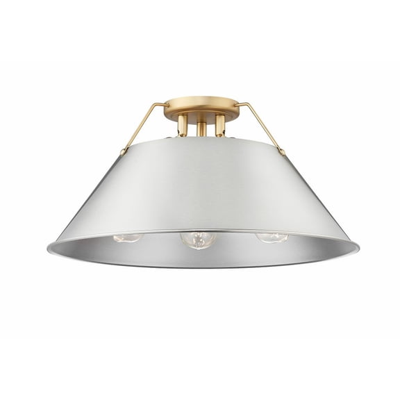 3306-3FM BCB-PW-Golden Lighting-Orwell - 3 Light Flush Mount-9.25 Inches Tall and 18.75 Inches Wide-Brushed Champagne Bronze Finish-Pewter Shade Color