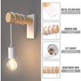 thumbnail image 2 of Lámpara de pared para interiores, lámpara de pared vintage de metal y madera industrial para dormitorio, sala de estar, restaurante, cocina, barra de pasillo, E27, blanco, 220 V TUNC Sencillez, 2 of 5