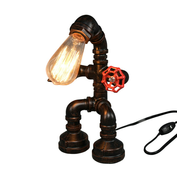 Cute Iron Water Pipe Desk Lamp, Boys Table Lamp