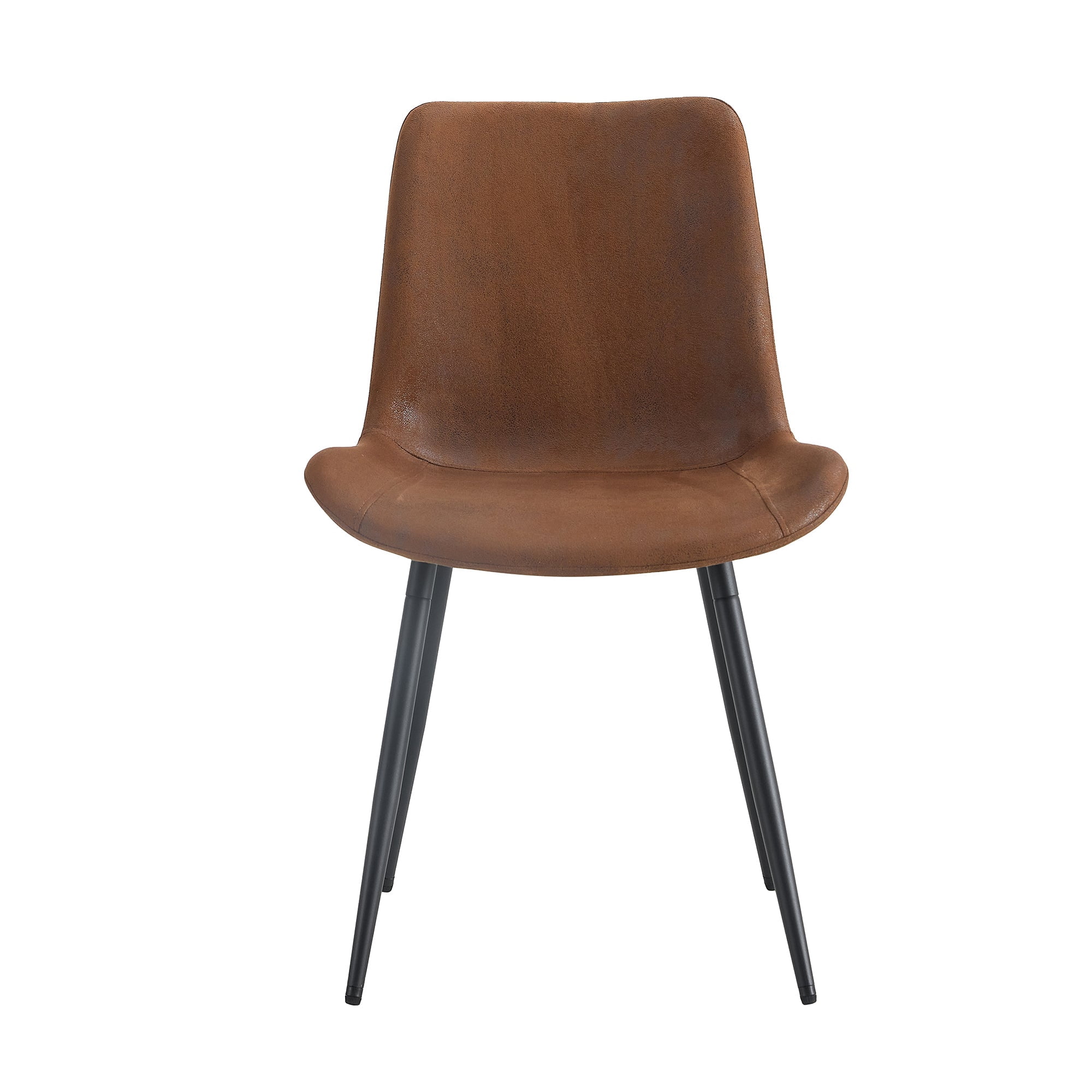 Sailvan Dining Set, 59-71 Inch Walnut MDF Table with Brown Tech-Fabric Curved Widened Cushion Chairs