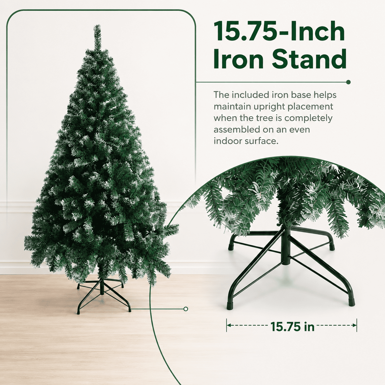 Alvantor 6 ft Unlit Artificial Christmas Tree with 650 PVC Branch Tips and Iron Stand, Light Green and White
