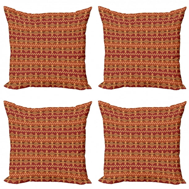 Ethnic Throw Pillow Cushion Case Pack of 4, Style Cultural Seamless