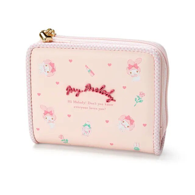 Sanrio-cartera de Hello Kitty, Cinnamoroll portatarjetas, My Melody Pu, monedero informal, bolsa para tarjetas