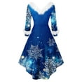 thumbnail image 4 of Christmas Dresses for Women Women's Fashionable V-neck Casual And Form-fitting Christmas Printed Long-sleeved Dress for Holiday Party,Army Green,5XL, 4 of 5