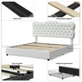 Homfa White King Bed Frame with Drawer, PU Leather Upholstered Storage