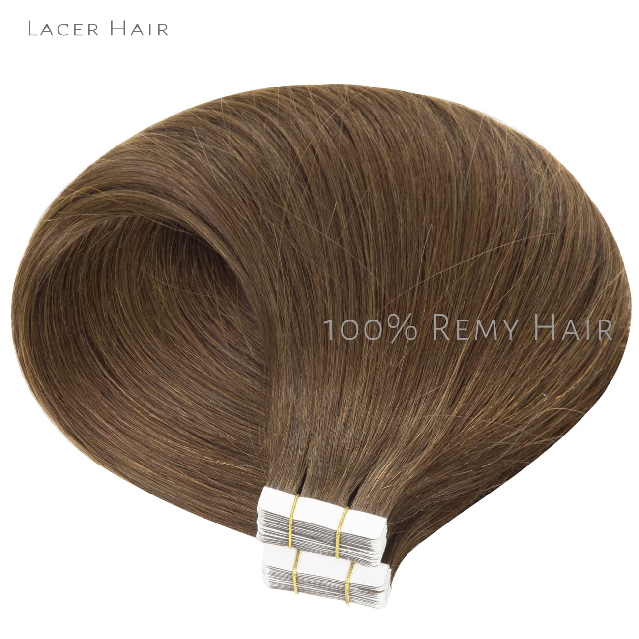 Lacer Remy Human Hair 22 Inch Tape In Extensions Chocolate  display picture 1