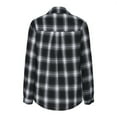 thumbnail image 7 of UVEASISHA Womens Button Down Plaid Shirt Dressy Casual Long Sleeve Collared Shacket Jackets Fall Lightweight Trendy Office Work Shirts with Pocket Spring Sales,Black,S, 7 of 7