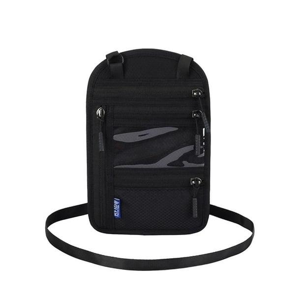 Porta pasaportes, con fundas Premium con correa para el cuello, funda, soporte, organizador negro