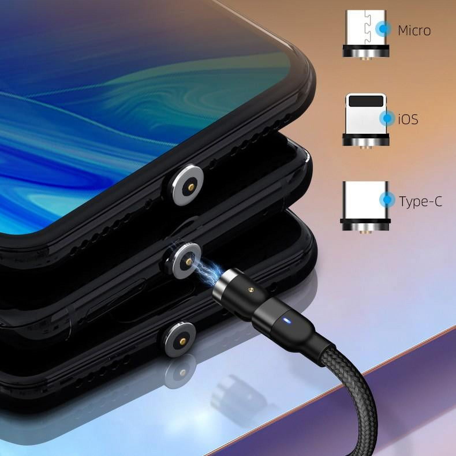 Cable, BoxWave [Universal MagnetoSnap AllCharge Cable] Magnet Charging Cable USB Type-C Micro USB for Smartphones and Tablets - Jet Black
