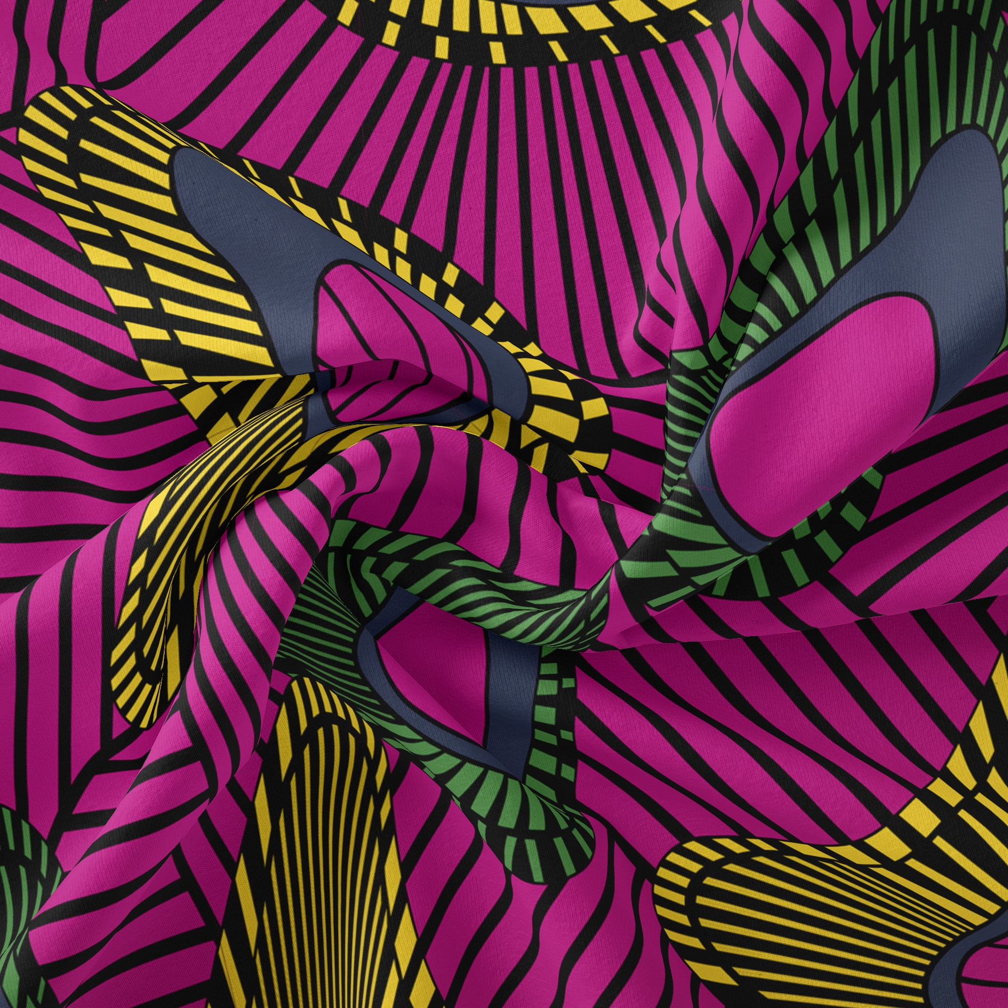 1 Yard 100% Cotton African Wax 2, Fuschia, 44" Wide for Quilting & Sewing by David Textiles