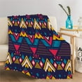 thumbnail image 2 of Boho Tribal Native Stripe Aztec Print Flannel Throw Blanket Warm Cozy Soft, 2 of 5