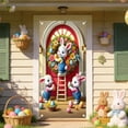 thumbnail image 4 of Easter Door Cover Decoration 70.86x35.43inch,Polyester Cute Bunny Eggs Floral Spring Door Banner Happy Easter Welcome Door Sign Photo Backdrop for Porch Garden Seasonal Party Supplies, 4 of 9