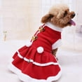 thumbnail image 4 of Dog Dress with Bowknot Christmas Dog Outfit Flannel Fleece Lined Thermal Pet Winter Girl Dog Clothes Dresses for Small Medium Dogs, 4 of 7