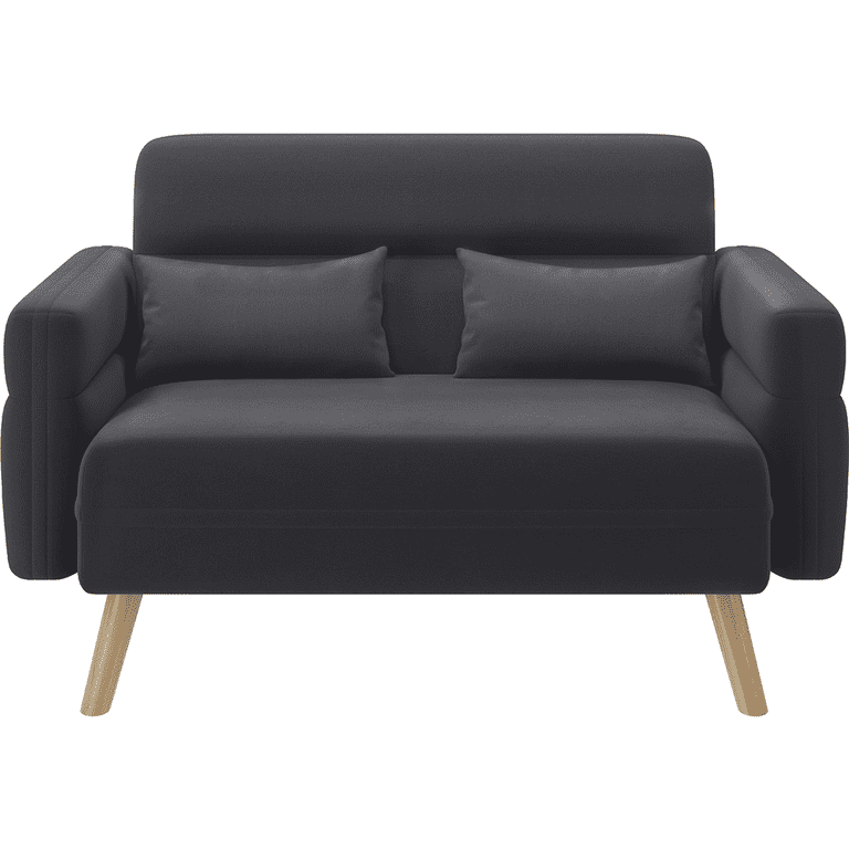 Easyfashion 46 W Modern Fabric 2 Seater Sofa Couch With Lumbar Pillows Dark Gray Com