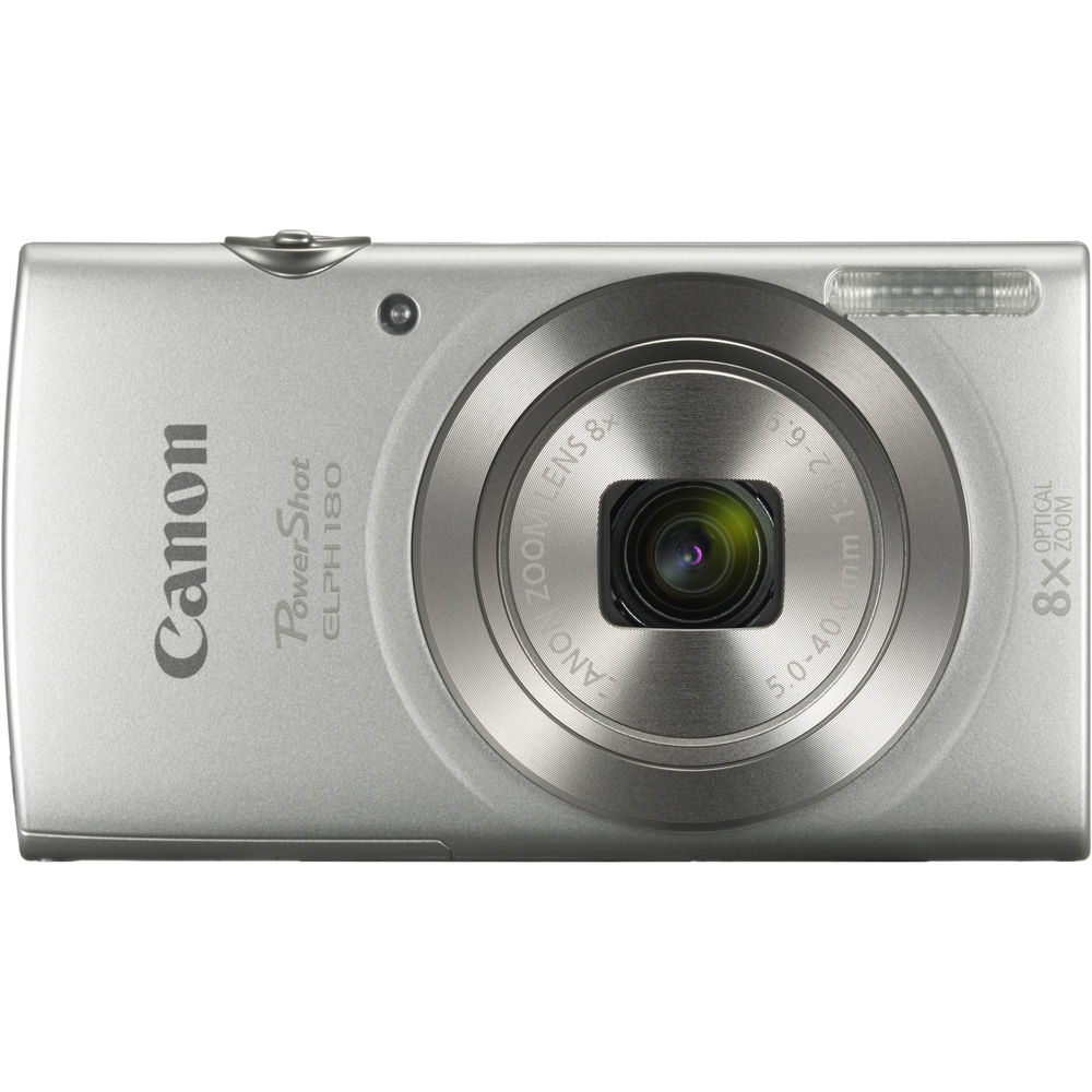 Canon PowerShot ELPH 180 Digital Camera (Silver) (1093C001) + 32GB Card + Case + Card Reader + Flex Tripod + Memory  Wallet + Cleaning Kit + USB Cable - image 3 of 6