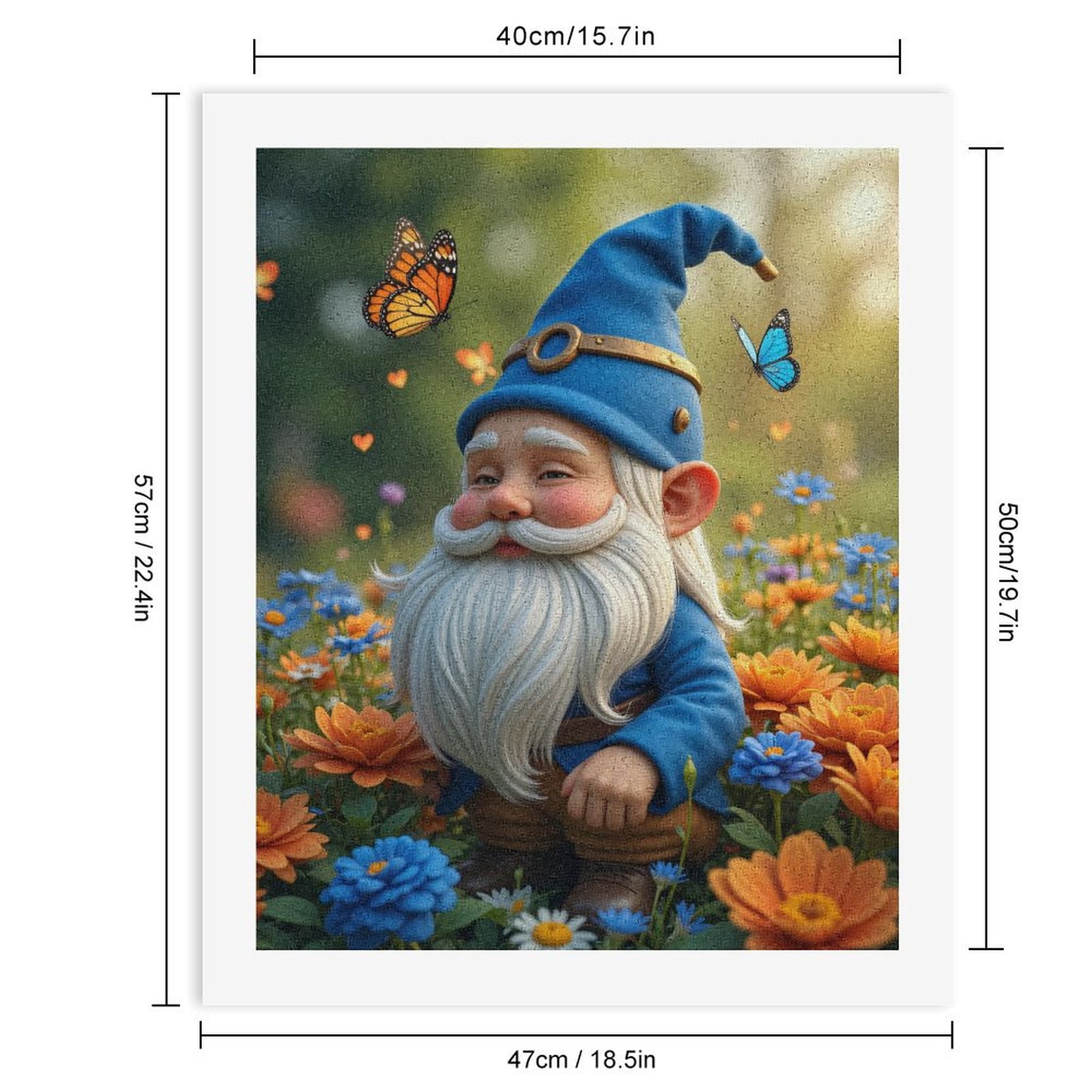 Paint by Numbers Kit for Adults, Garden Gnome with Butterflies Paint by Numbers, Easy Paint by Numbers Kit for Adults Beginner, DIY Adult Paint by Number Kits on Canvas, Home Decor